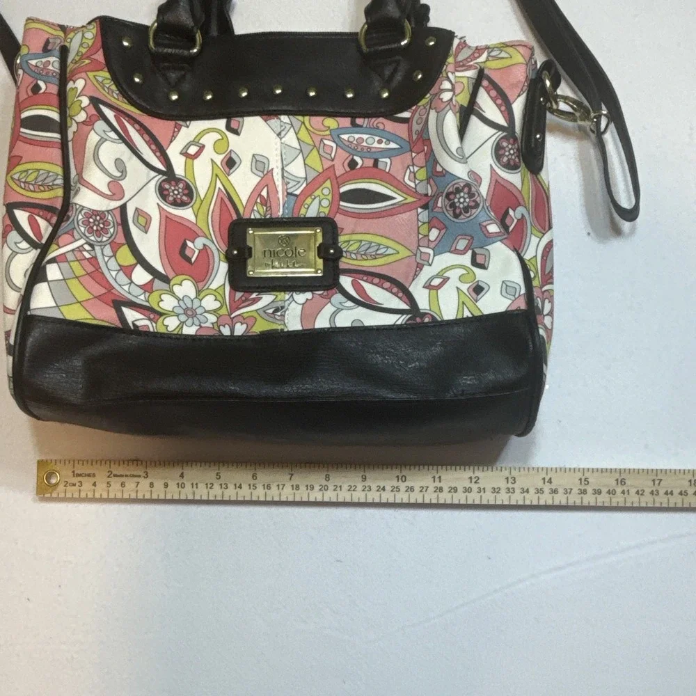 Nicole by Nicole Miller Floral Satchel Top Handle Bag, Detachable Strap, Large